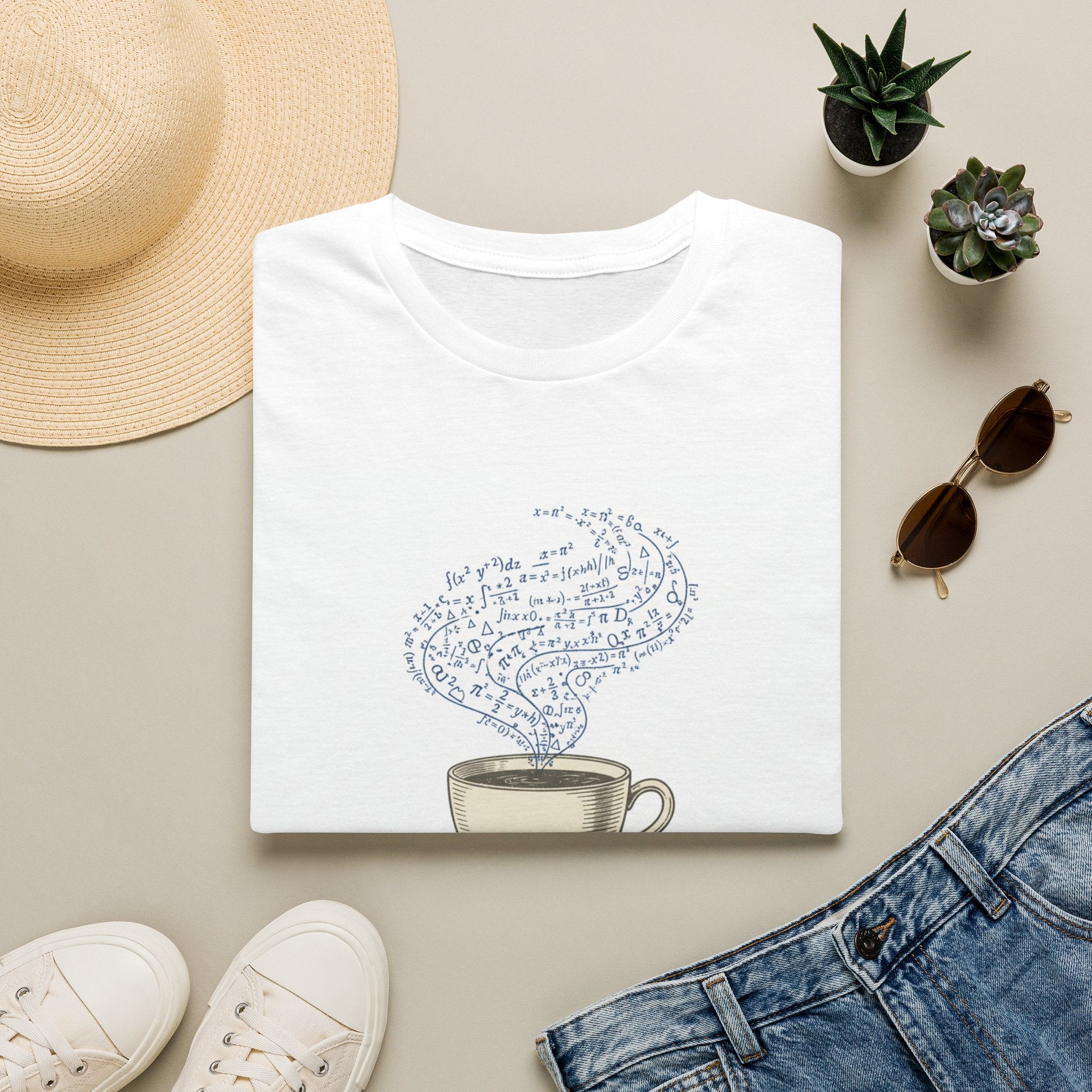 Caffeine & Calculus T‑Shirt — Math Coffee Shirt with Formula Steam