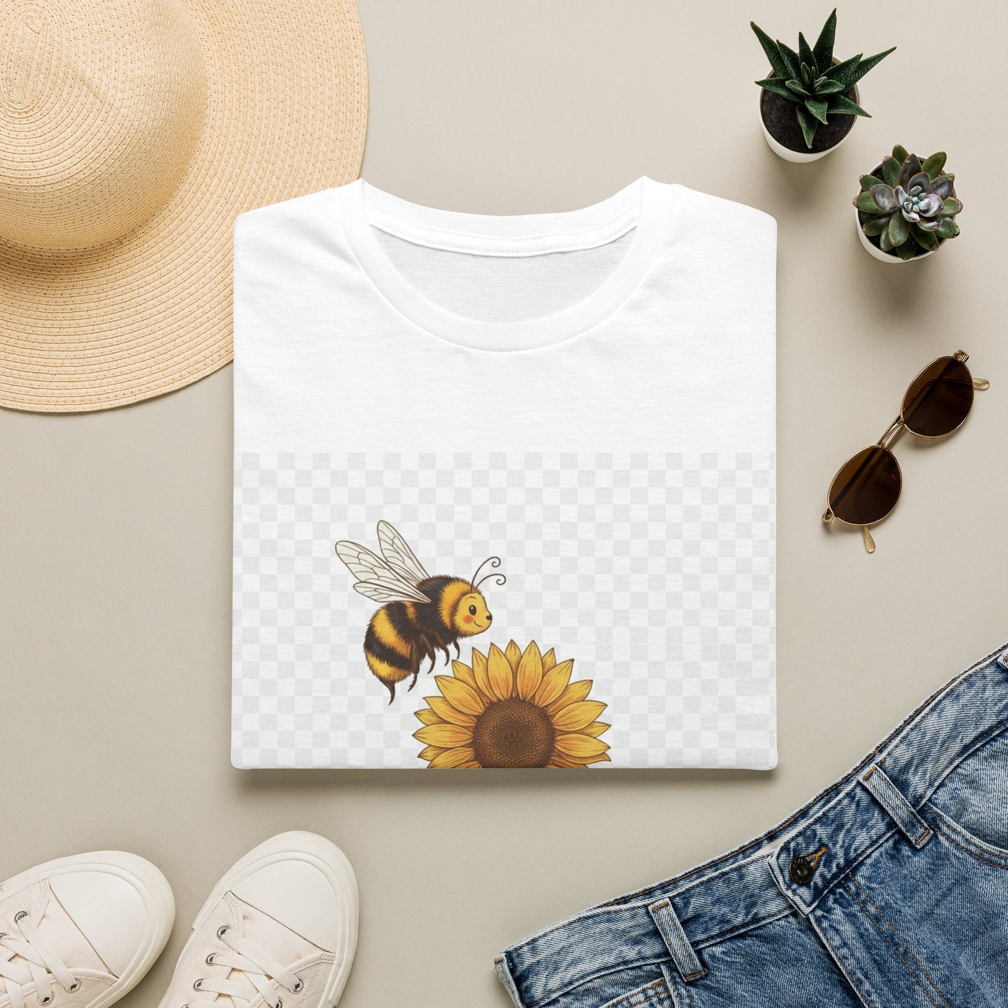 Bee In Your Garden Sunflower T-Shirt — Cute Bumblebee Floral Tee for Gardeners & Nature Lovers