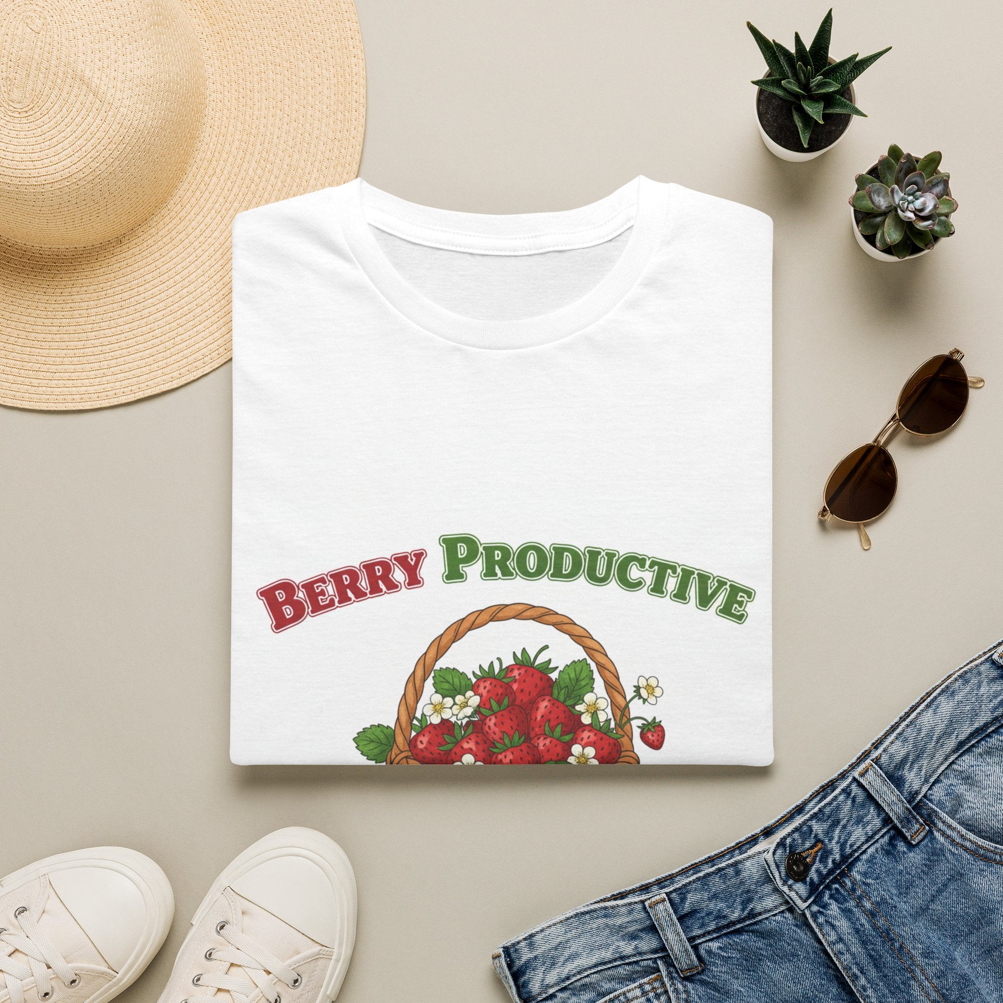 Berry Productive T-Shirt — Funny Strawberry Basket Graphic Tee for Gardeners & Plant Lovers