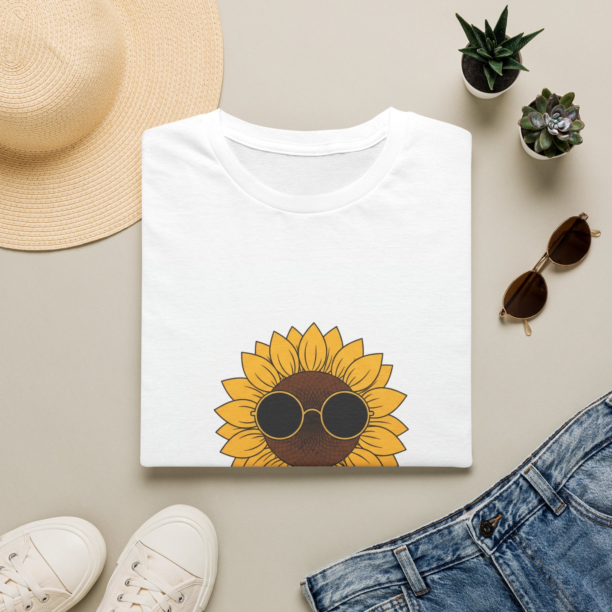 Sunflower Sunglasses T-Shirt — "Stay Groovy" Retro Floral Tee