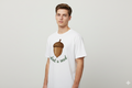 Front and back nature tee with acorn and oak tree illustration