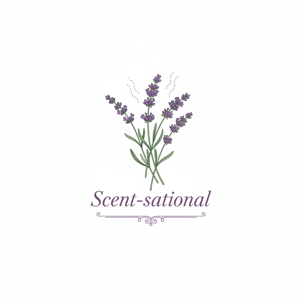 Vintage botanical lavender illustration with text Scent-sational