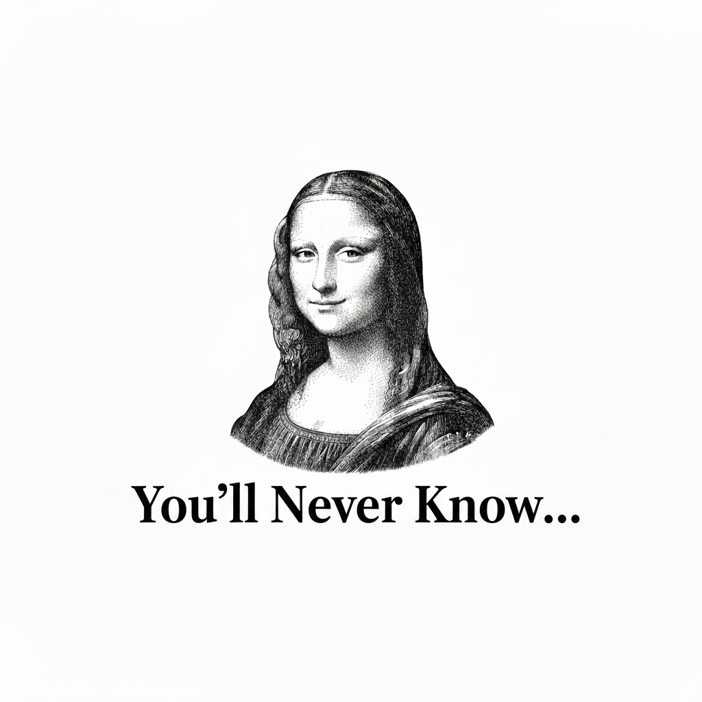 Fine-line engraving style Mona Lisa portrait illustration