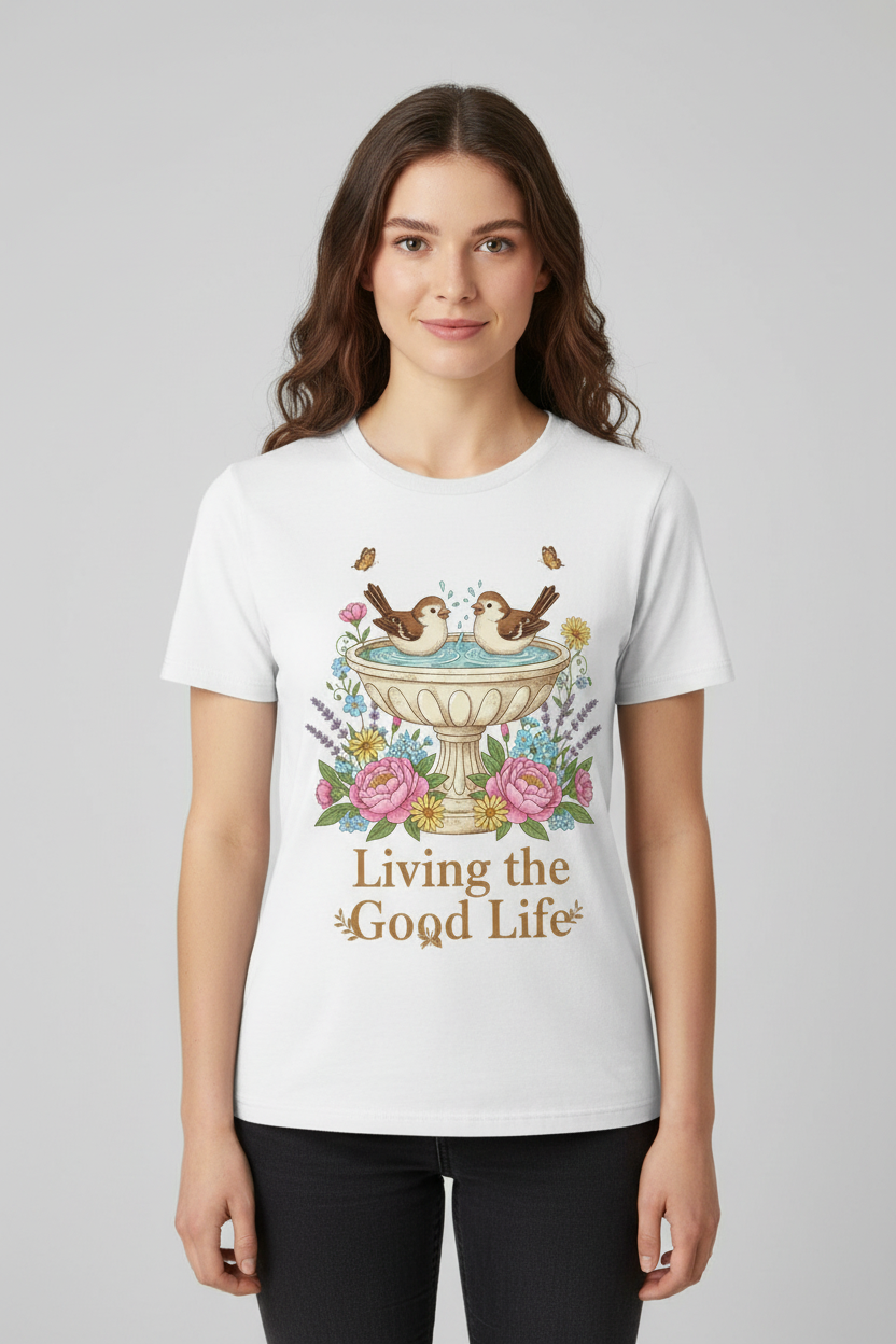 Living the Good Life Graphic Tee mockup