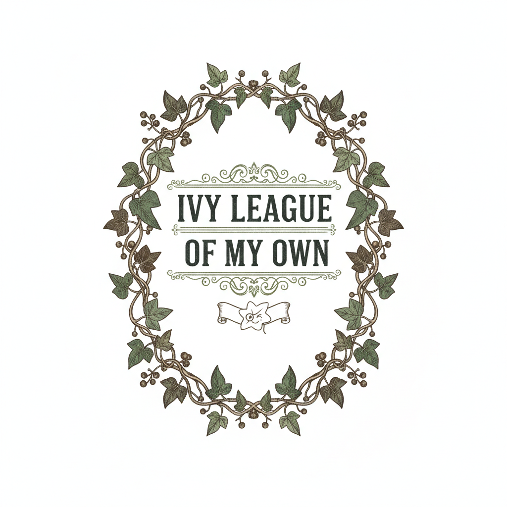 Elegant ivy vine border illustration with text Ivy League of My Own