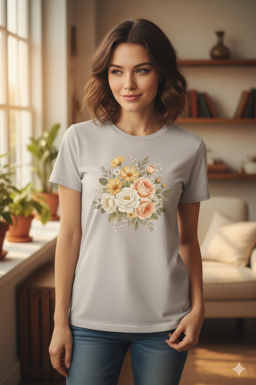 Floral Bouquet Graphic Tee mockup