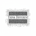 Vintage chalkboard with mathematical equations and text Think Different